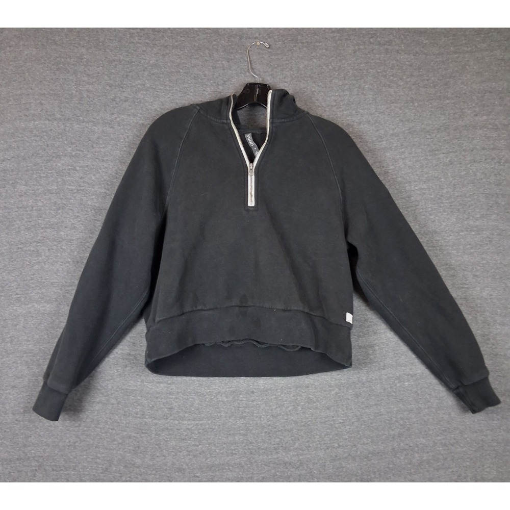 Vuori Womens Hoodie M Black Restore Half Zip Sweatshirt Crop Athleisure Fleece